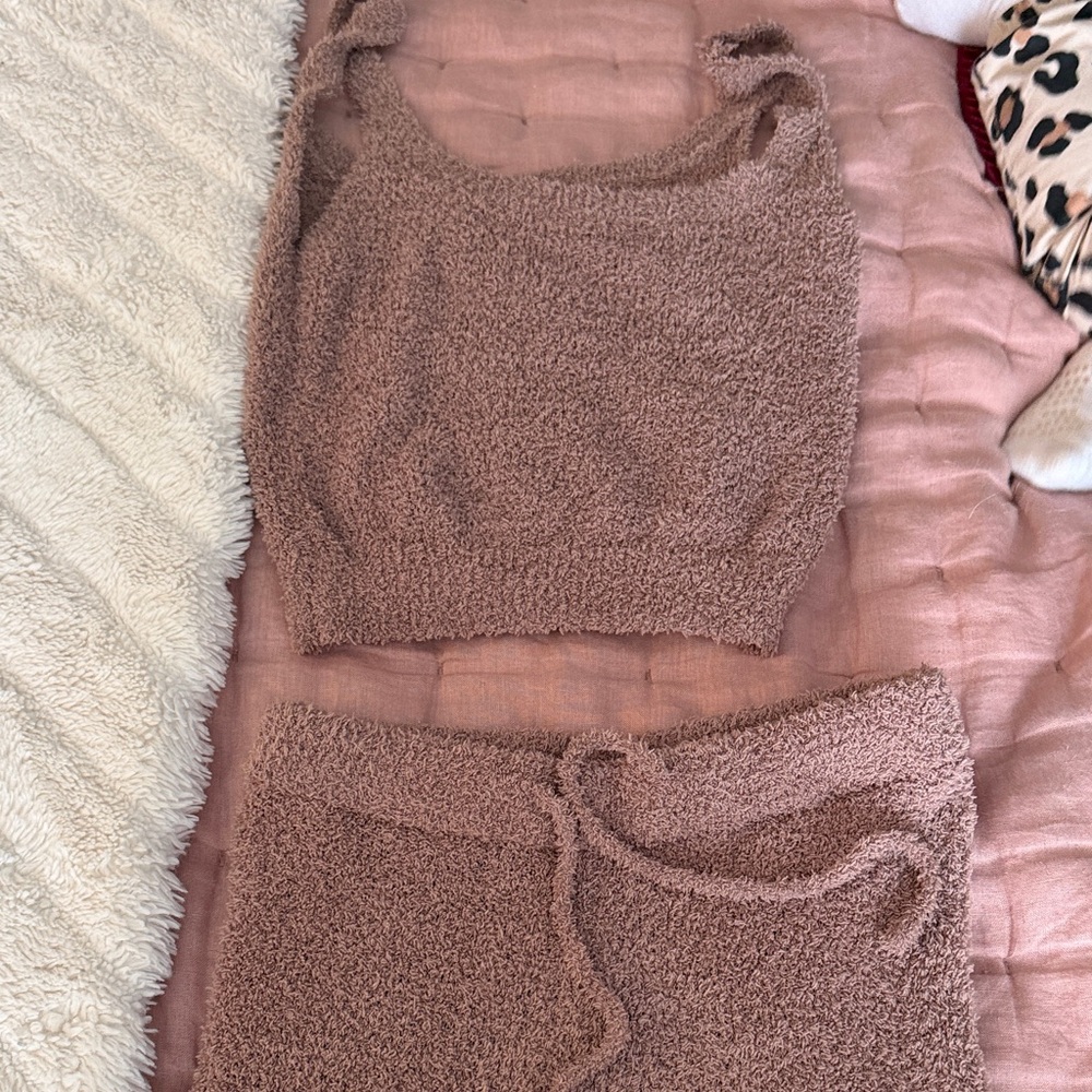 Cozy Brown Knit Tank and Jogger Set